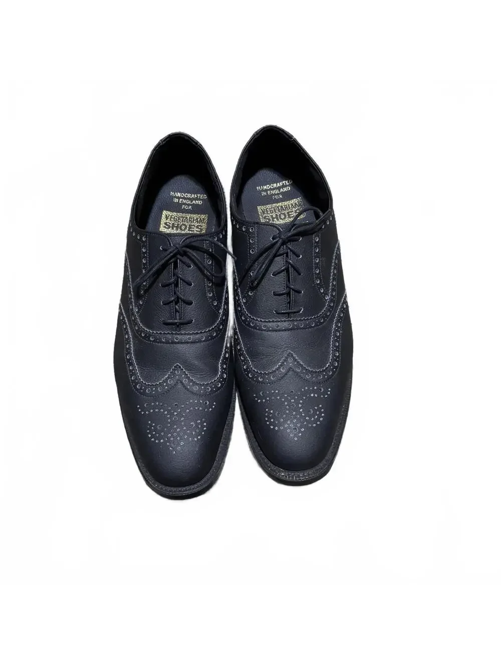 Vegetarian Shoes Men 11 US Black Brogue Wingtip Oxfords Made in England Vegan